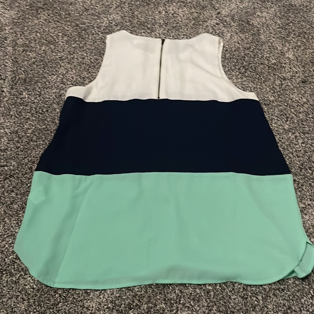 Faith and Joy Women’s Tank Top Blue Striped with Zipper Dress Shirt Size Small - Picture 3 of 3